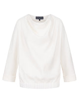 CARA - Top aus Wollcrepe mit Wasserfallausschnitt