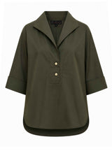PEARL olive - Elegante Bluse aus Seide/-Baumwollmix