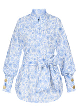 ROBIN Flower Blue - Bluse aus Popelin
