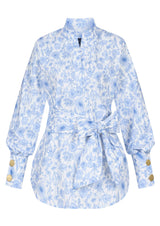 ROBIN Flower Blue - Bluse aus Popelin