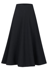 ROSA black - Midirock mit Faltenwurf aus Wollcrepe