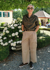 PEARL olive - Elegante Bluse aus Seide/-Baumwollmix