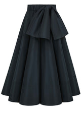 THEA BOW Black - Midirock mit abnehmbaren Schleife