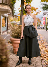 THEA BOW Black - Midirock mit abnehmbaren Schleife