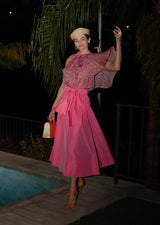 FEE Silk pink - Neckholdertop mit Cape