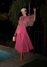 FEE Silk pink - Neckholdertop mit Cape