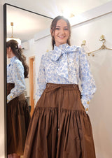 Bluse ROBIN Flower Blue - Bluse aus Popelin
