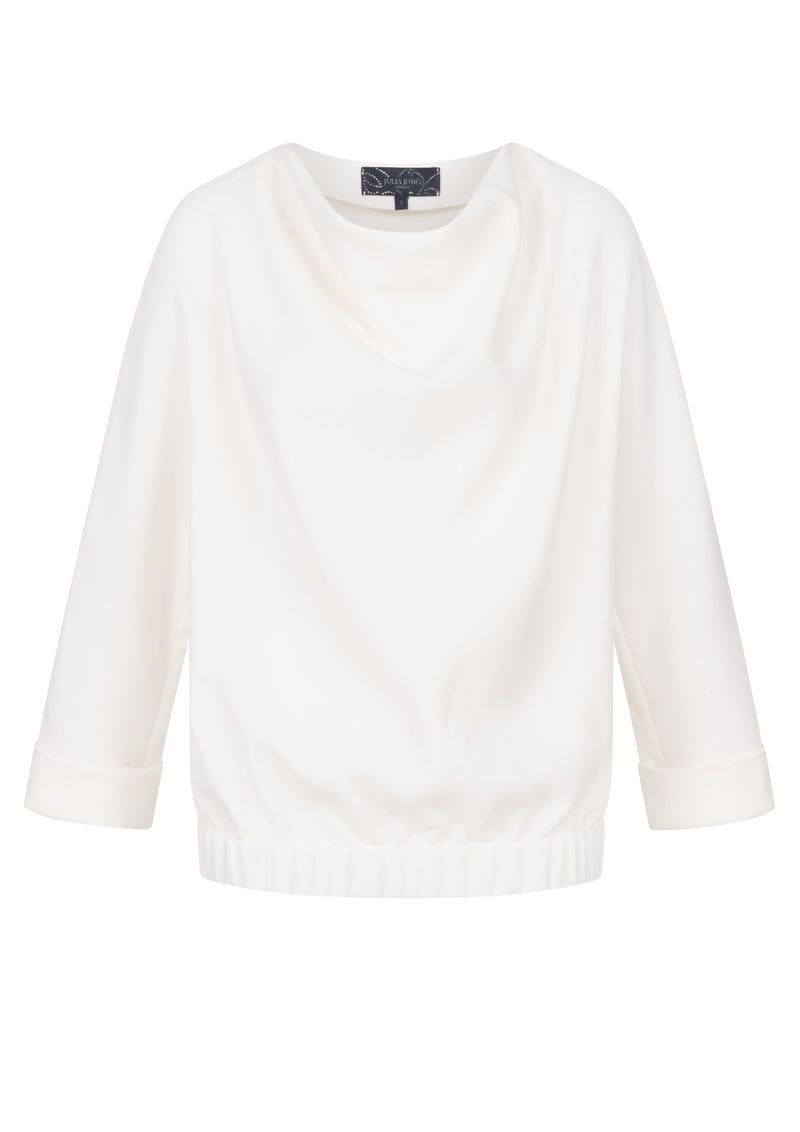 CARA - Top aus Wollcrepe mit Wasserfallausschnitt