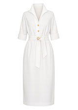 PAULA - Elegantes Kleid in cremeweiß