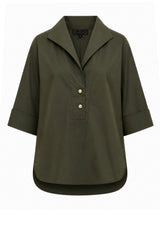 PEARL olive - Elegante Bluse aus Seide/-Baumwollmix