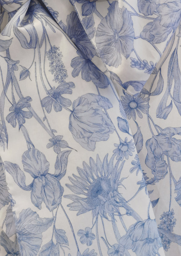 ROBIN Flower Blue - Bluse aus Popelin